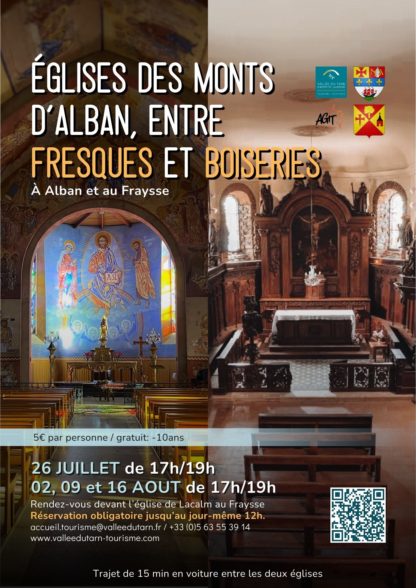 Eglises des Monts d'Alban, entre fresques et boiseries.
