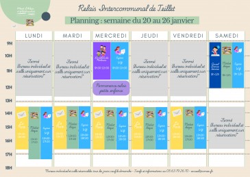 Planning du Relais intercommunal de Teillet du 20 au 26 janvier 2025