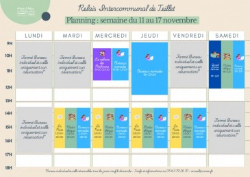 Planning du Relais intercommunal de Teillet du 11 au 17 novembre